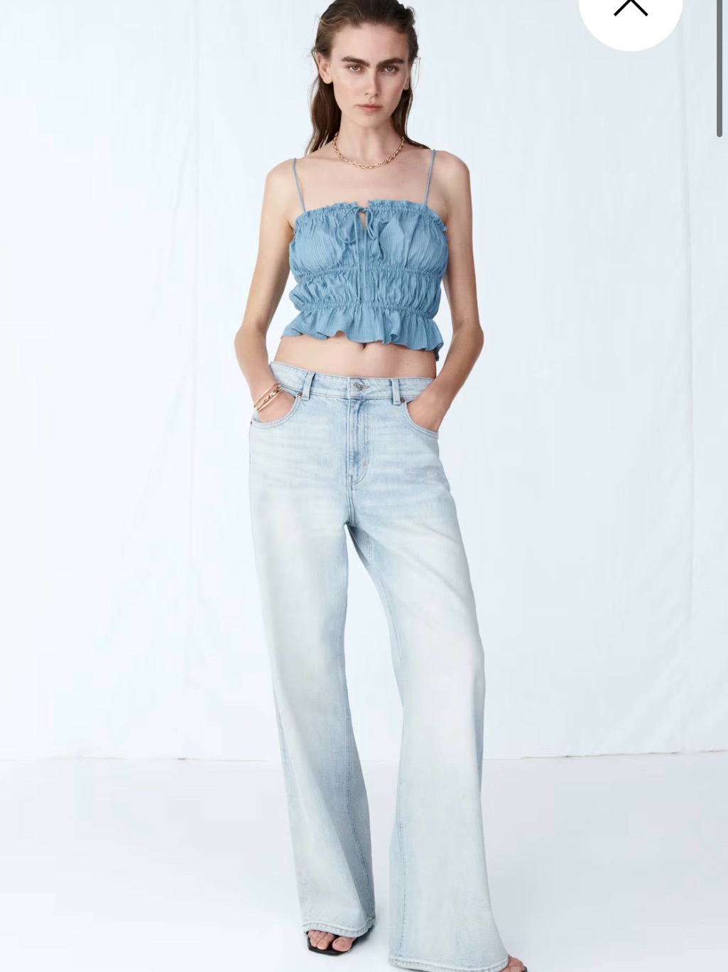 H&M Harper High Rise Wide Leg Jeans 4 Bnwot 100% Cotton Lightweight Denim